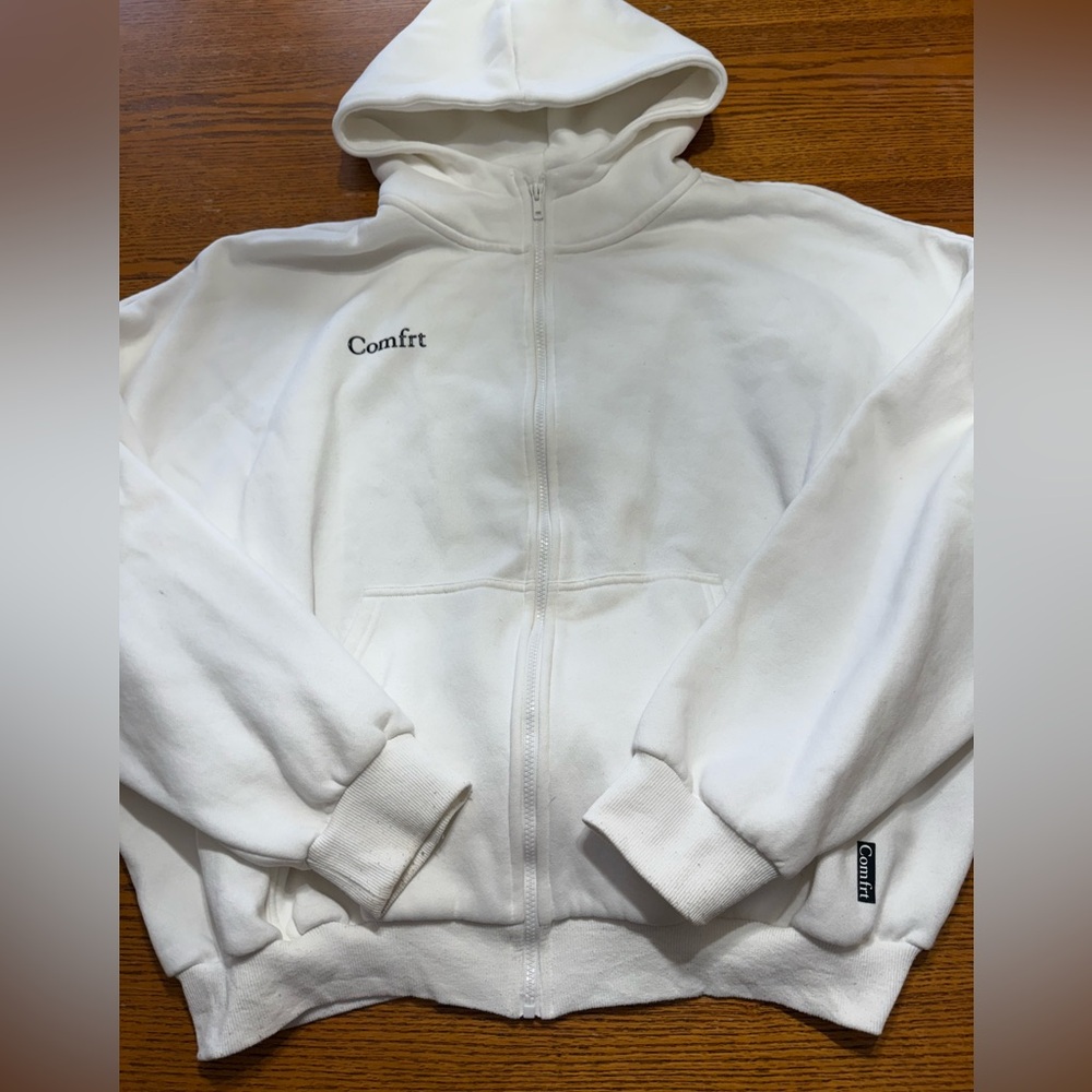 Comfrt White Hoodie Jacket comfort L Large